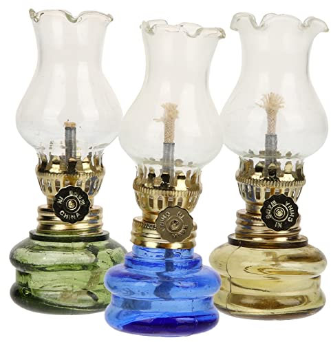 Warmhm 3stücke Vintage Petroleumlampe Glas-petroleumlaterne Öllampenlaterne Für Innenbereich Rustikale Sturmlaterne Petroleumlampe Mit Einfacher Bedienung Und Stabiler Form