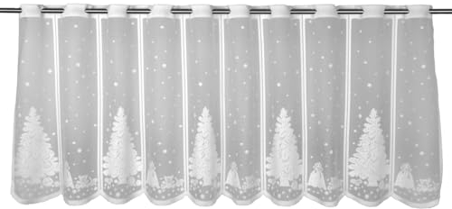 Clever-Kauf-24 Scheibengardine Tannenbaum Geschenk HxB 50x140cm Weihnachten weiß Schnee Advent 2359