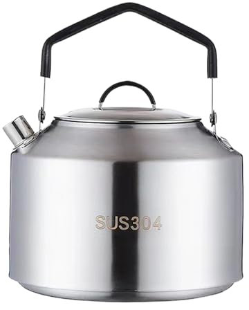 Bouilloire de camping, bouilloire de camping à ébullition rapide pour feu ouvert, bouilloire sifflante compacte portable, bouilloire de camping pour réchaud à gaz pour la randonnée, la cuisine