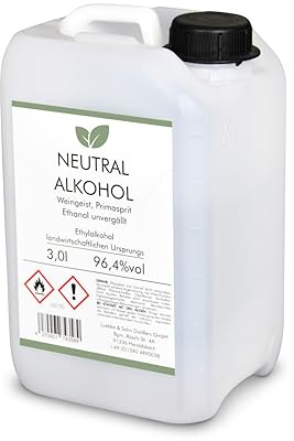 3l Weingeist Primasprit Trinkalkohol 96,4% vol - zum Ansetzen von Likören, Gin oder Tinkturen - 3l Kanister