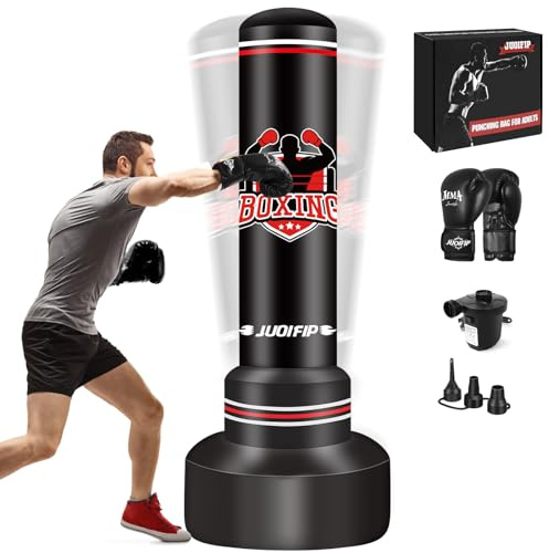 Heavy Punching Bag with Stand Adults Teens,70 Freestanding Boxing Bags Kicking Bag Heavy Bag with Boxing Gloves and Electric Air Pump, Kickboxing Training Equipment Bags Thai Fitness Karate