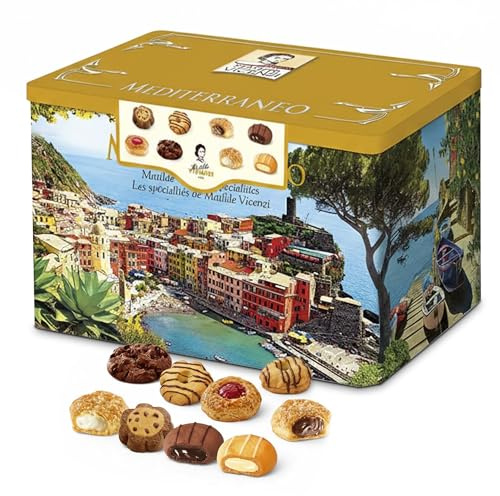 Topline Matilde Vicenzi Biscuit Tin 907g – 8 Different Varieties of Italian Assorted Biscuits & Pastries -Premium Gift Box, Gourmet Snacks – Christmas Tea Time Treats for Women