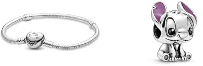 Pandora Bracelet 590719-16 moments heart clasp & 798844C01 Perle Disney Stitch.