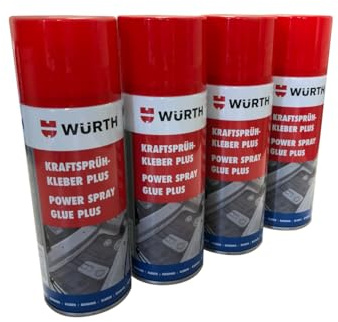 4x Würth Kraftsprühkleber Plus 400 ml Kraftsprühkleber Sprühkleber für Schwammscheibe Reibebrett Kleber