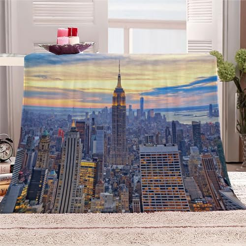 New York Fleece Flauschig Kuscheldecke für Mädchen Jungen Stadtansicht Sofa Flanelldecke Warme Kinderdecke Wohndecke für Bett Klimaanlage Decke Nap Decke Babydecke Winter Blanket 100x130cm