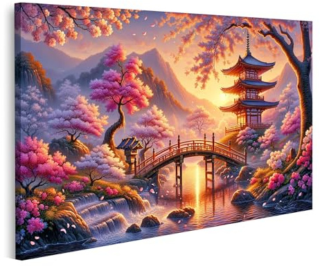 islandburner Primer cuadro sobre lienzo Japón sereno, flores de cerezo en flor, temporada mágica. cuadros murales póster