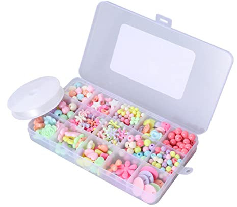 SEWOART 330-teiliges Acrylperlen-set Zum Auffädeln Für Kinder 13 Karierte Bunte Perlen Diy-lernspielzeug Puzzle-armband Halskette Haarspange Mit Aufbewahrungsbox