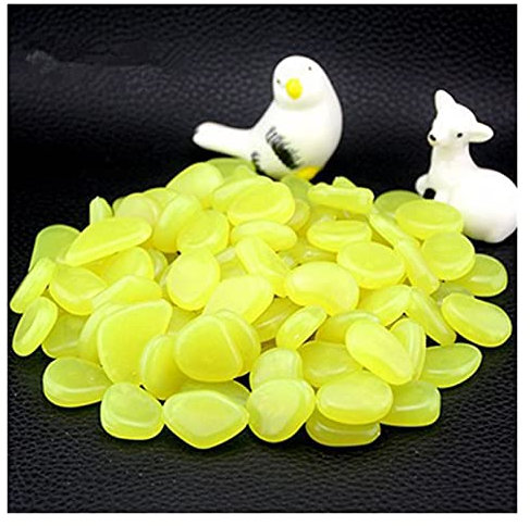 Dekorative Kieselsteine 50/100 / 300pcs glühen in den dunklen Garten Kieselsteine ​​für Gehwege Gartendekoration Glühen Kieselpflanzen Pflanzen Aquarium Leuchtsteine ( Color : Yellow , Size : 50 PCS )