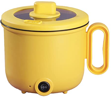 ANSNOW Marmite Électrique, Cuiseur À Grains Électrique Portable de 1,5 L, Mini Cuiseur À Riz, Cuiseur À Vapeur Électrique, Poêle Électrique, Chauffe-Repas Pour La Cuisson Du Riz, de La Soupe/Jaune M