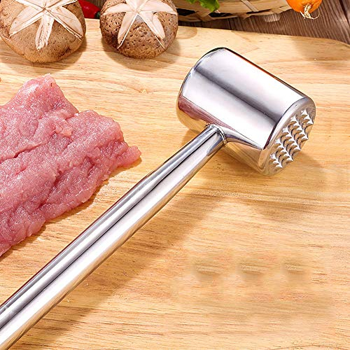 Meat Tenderizer Mallet Stainless Meat Hammer, Meat Tenderizer Steel Tenderizing Flattening & Pounding Venison Pork Veal Lamb Chicken Steak & Turkey - Dishwasher Safe