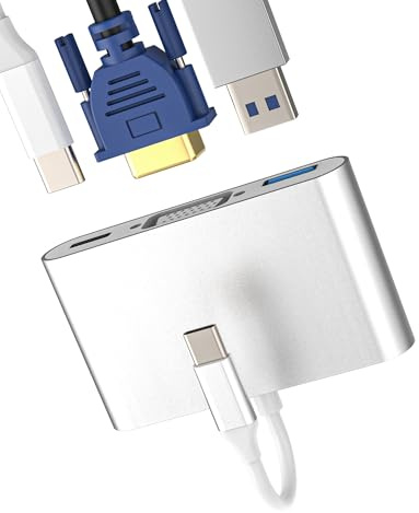 USB C auf Vga Adapter(3 In 1)USB OTG 3.0 Type-c Charging Kabel 4k Displayport Thunderbolt Bildschirm Convertisseur AV Hub Projektor Anschluss für Apple iPhone 15 für iPad Android 60hz Hochauflösender