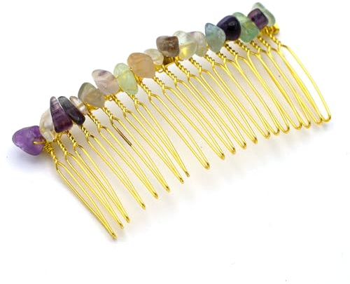 Goldener Haarkamm mit Naturstein – Elegantes Haaraccessoire für Damen, Dekorativer Kamm in Goldoptik, Stilvoller Haarschmuck für Alltag, Events, Hochzeit und besondere Anlässe – Ideal als Geschenkidee