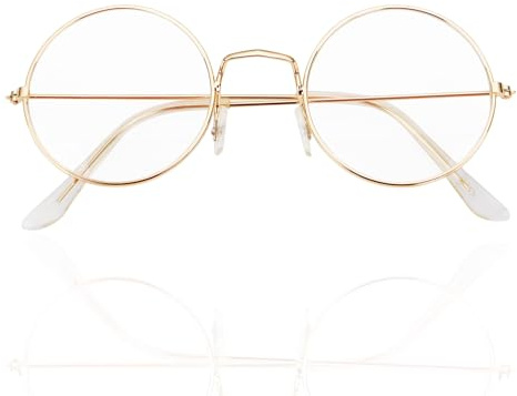 happymas Brille Kostümbrille - Zauberer - rund Nickelbrille Brille rund Verkleidung Kostümbrille an Fasching & Karneval - Weihnachtsmannbrille Nikolaus Nikolausbrille