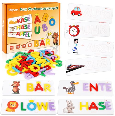 Montessori Spielzeug ab 3 Jahre, Spiel Buchstaben Lernen für Jungen und Mädchen Geschenk, Lernspiele ab 3 4 5 6 7 8 Jahre, Kinderspielzeug ab 3 Jahre als Vorschule Spiele Geschenk für Vorschulkind