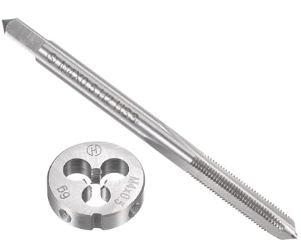 TOP-VIGOR M4 x 0,5 mm metrisches Gewindeschneider-Set, Maschinengewindebohrer mit rundem Gewindeschneider, robustes Gewindebohrer- und Schneideisen-Set für Heimwerker, Reparatur, Schneiden von Außen-