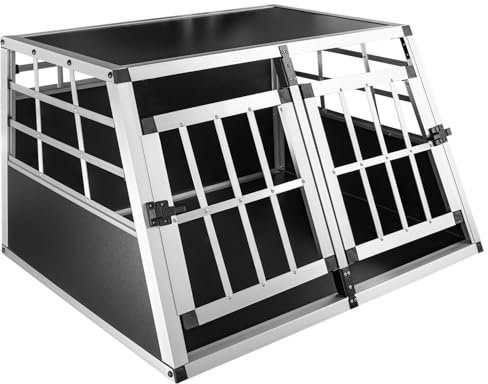 Auswahl Hundebox Hundetransportbox Auto Alu Hunde Tranportbox Aluminium Kofferraum Transport Box für Hund Dog Autobox 89 x 69 x 50 cm Haustier Käfig Petigi, Größe:S - Doppeltür. ohne Trennwand