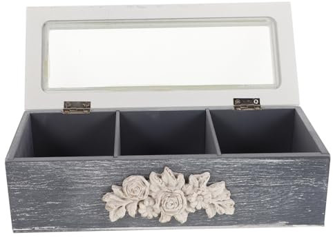 BESTYASH Organisateur Pour Sachets De Thé à Compartiments Boîte De Rangement Multifonctionnelle Avec Couvercle Transparent Accessoire De Comptoir Pour Café Et Bijoux De Stockage