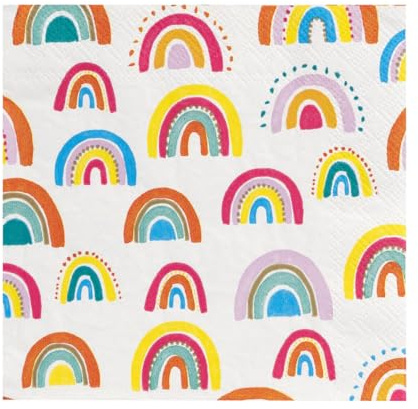 Talking Tables Cocktailservietten in Regenbogenfarben Einweg-Partyservietten für Geburtstage Babypartys Kinderpartys 1. Geburtstage Ostern Muttertag hergestellt in der EU 3-lagig 25 cm