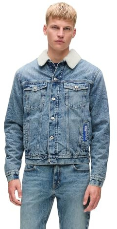 Karl Lagerfeld Jeans, Herr, Shearling Jeansjacka, Regular Fit, Blå, XL
