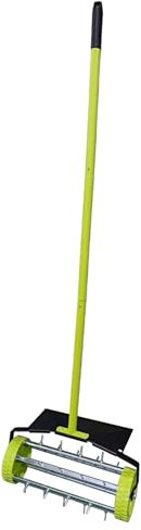 Garden Gear Rolling Lawn Aerator – 36cm Drum with 27 Steel Spikes, Galvanised Frame, Puncture-Proof Wheels, Adjustable Height & Safety Guard