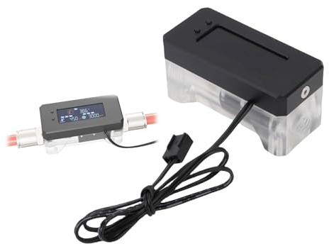 G1/4 Termometro a Flusso, Monitoraggio della Portata per PC Loop Acqua LCD Display LCD Raffreddamento CPU Basso RPM Termometro a Flusso Elettronico Metrofondo