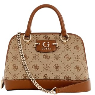 GUESS Neda Dome Satchel Bag Latte Logo