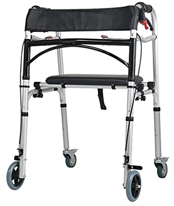 VGVSBG Andador con Andador Plegable, Andador con Ruedas para Ancianos Andador con 4 Ruedas, Ayuda para Caminar Mobil Plegable, Andador con Andador Ligero para Ancianos