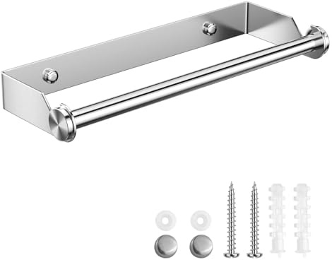 Brynlex Silber Küchenrollenhalter Ohne Bohren, Küchenregal Wand, Küchenrolle Halter, Papierrollenhalter, Wandrollenhalter Küche, Rollenhalter Küche, Paper Towel Holder, für Küche Badezimmer