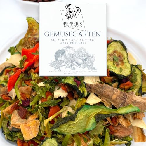 Grönsaksträdgård från Pepper's Manufaktur – barf-tillägg för hundar, spannmål och glutenfri, utvald torr grönsak för en varierad matning av fiberrik råkött (1 000 g)