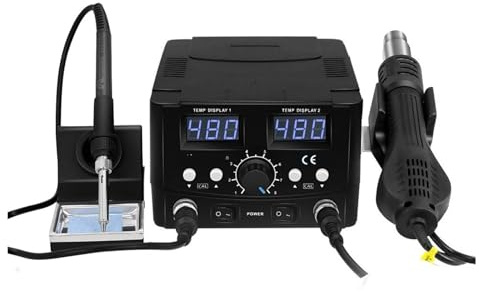 Stazione di saldatura digitale a LED 2 in 1 da 800 W, pistola ad aria calda, stazione di rilavorazione, saldatore elettrico for telefono, PCB, IC, SMD, BGA, saldatura(8588D-XZ)