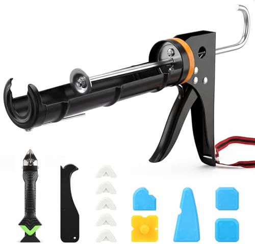WGIDSKKI Professional Cartridge Gun [150-310 ml], Silikon-Kartuschenpistole und Werkzeug zum Entfernen von Dichtungsmasse, Mechancishe Kartuschenpresse für Silikon, Acryl, Mörtel & Klebstoffe