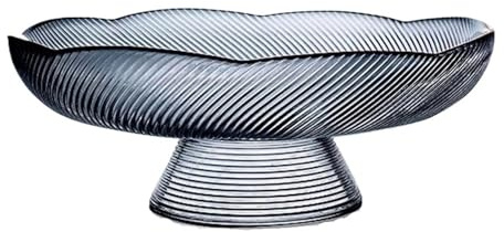 UALXPAO Saladier en cristal Assiette à fruits en verre, bordure dorée avec base, décoration de salon(Color2,Size3)