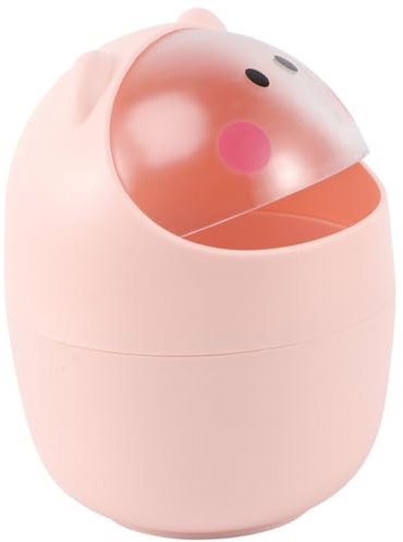 VALICLUD Poubelle de Bureau Compacte avec Couvercle Rabattable Corbeille de Table Rose Petite Poubelle Plastique pour Chambre Salon ou Bureau Pratique et Facile à Nettoyer