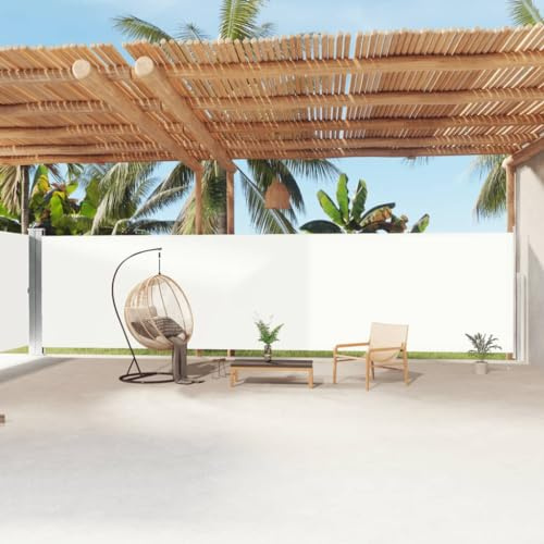 Toldo lateral de privacidad para balcón, color crema, 200 x 1200 cm, para balcón, terraza, jardín