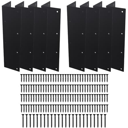 Vilgftyiet Staffe angolari rialzate per aiuole da giardino con viti, connettori in metallo alti 28 cm per aiuole da giardino da 50-61 cm, nero, confezione da 4