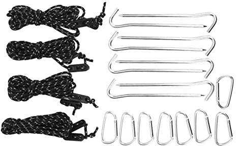 Camping-Zeltheringe-Set mit 8 Stück 2 m Windseilen und Aluminiumschnallen, Zelthering-Hering-Set für Picknick-Abenteuer im Freien, Erdspieße aus Aluminiumlegierung mit scharfem