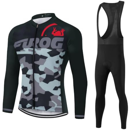 UGLY FROG Dong02 Uomo Invernale Tuta da Ciclista Manica Lunga Completo MTB Bici,Maglia Bicicletta Termico Vello Giacca e Pantaloni Salopette con 9D Imbottiti Gel