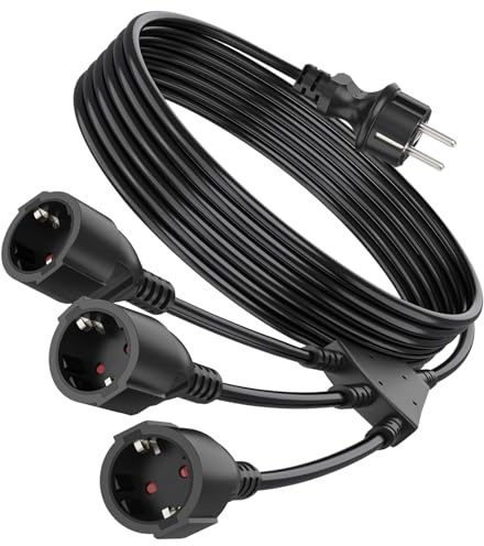 DONTYEA Schutzkontakt Verlängerungskabel, Steckdose Außenbereich für Doppelstecker 3 Fach, 3x1,5mm² Kupfer, 250V/13A, Wasserdicht IP44 für draußen Haushalt, Büro, Garten, 15M Schwarz