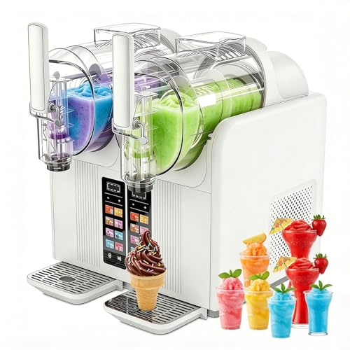 2-in-1 Slush Machine & Soft Serve Ice Cream Maker, with 7 Presets and LED Display, 140oz Large, Auto-Clean, for Margaritas, Frappes, Smoothies White