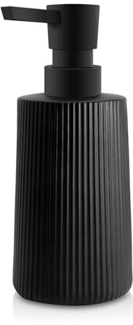 DUMUTRIJIN Moderne Seifenspender Glas Spülmittelspender 250ml Seifenspender Küche für Badezimmer Bad Arbeitsplatte Soap Dispenser mit Pumpspender (1, Schwarz)