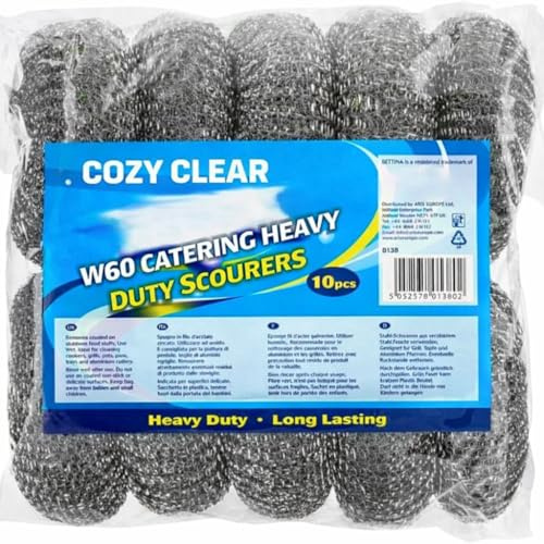 10x Pack Large Galvanised Steel Heavy Duty Scourers for Catering Cleaning Supplies - Especially for Tough Cleaning