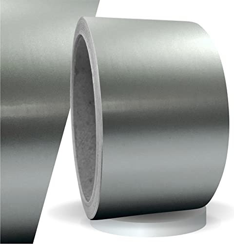 siviwonder Zierstreifen Silber metallic Glanz in in 50 mm Breite und 10 m Länge für Auto Boot Jetski Modellbau Klebeband Dekorstreifen Seitenstreifen Klebestreifen DIY Basteln selbstklebend