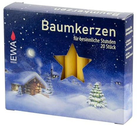 20er Pack Baumkerzen Natur ca. 13 x 105 mm (20 x 20 Stück) Weihnachtskerzen, Christbaumkerzen, Pyramidenkerzen