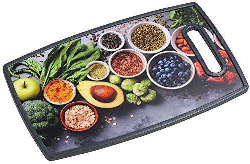 Kesper Healthy Kitchen Schneide- und Servierbrett Küchenbrett mit Holz-Kern, mit Griff, Maße: 37 x 23 cm, 30814