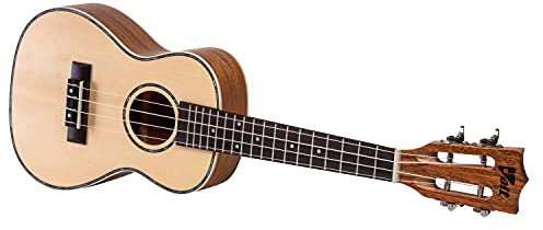 VOLT by Voggenreiter Ukulele Texas, Größe: Concerto, massive Decke Fichte, Griffbrett: Palisander, edle Lackierung, Perlmutt-Einfassungen, Länge: ca. 610 mm, mit Gurtknöpfen, inkl. gefütterte Tasche