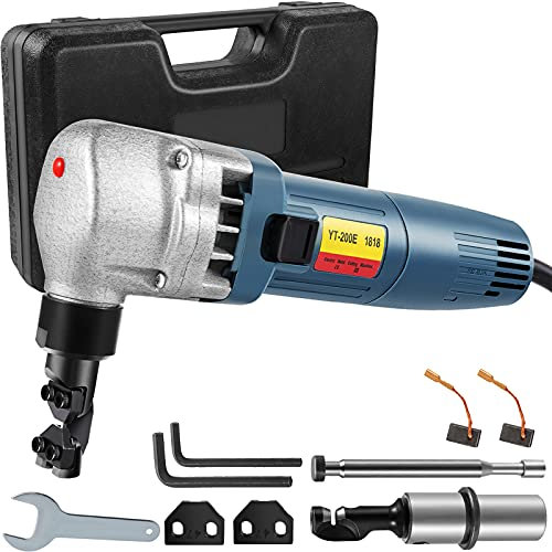 VEVOR Grignoteuse Électrique 380 W Cisaille Grignoteuse à Tôle Épaisseur 1,8 mm, 1800 tr/min Outil Professionnel de Découpe Métal & Tête de Coupe Orientable 360° pour Acier Plastique Cuivre Verre