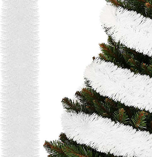 SPRINGOS Girlande für den Weihnachtsbaum Kunstgirlande Weiß 7 cm x 6 m Baumboa Weihnachtsgirlande Weihnachtsdeko extra dicht