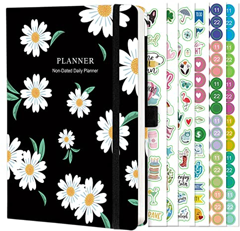 LinYesh Wochen-Tagesplaner ohne Datum, A5 Undatierter Kalender, Wochen-/Monats-/Jahresplaner, Klimaneutral, Terminplaner-Hardcover