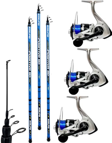 Combo pesca bolognese tre canne metri 5 + 3 mulinelli