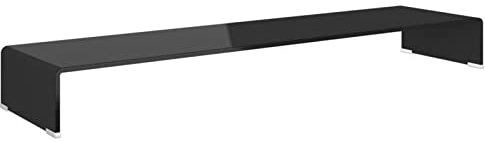 Gecheer TV-bord skärmhöjning monitor glasfäste fäste fäste monitorhöjning TV piedestal monitor fäste höjning glas svart 120 x 30 x 13 cm